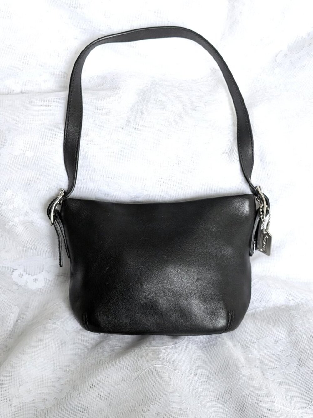 Vintage COACH Legacy Black Leather Silver Hardware Demi Mini Shoulder Bag